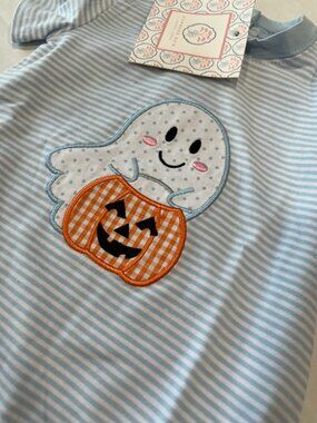 👻🩵Boy - 3M - NWT Cypress Row Bradley Bubble Ghosts & Ghouls Blue Stripes👻🩵